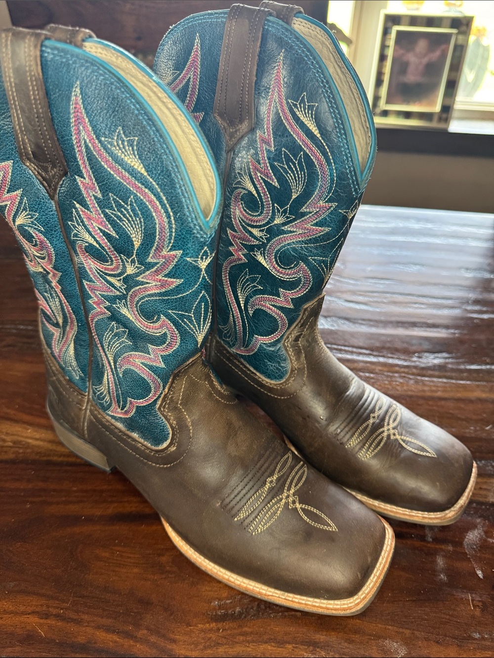 Women’s Teal & Brown Western Cowboy Boots